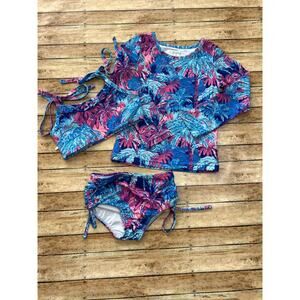 Sweethoney 3 Piece Swim Bundle Girls Tropical Nights Bikini 4T Rashguard 5Y